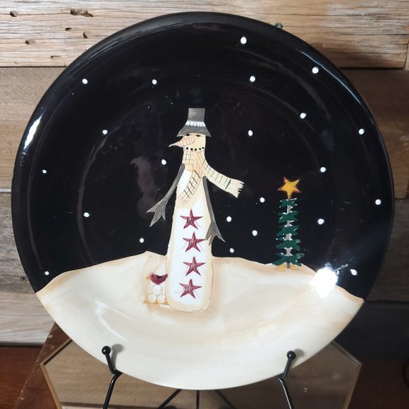 Certified International Other - Certified International Becca Barton Midnight Snowman Dinner Plate - Christmas